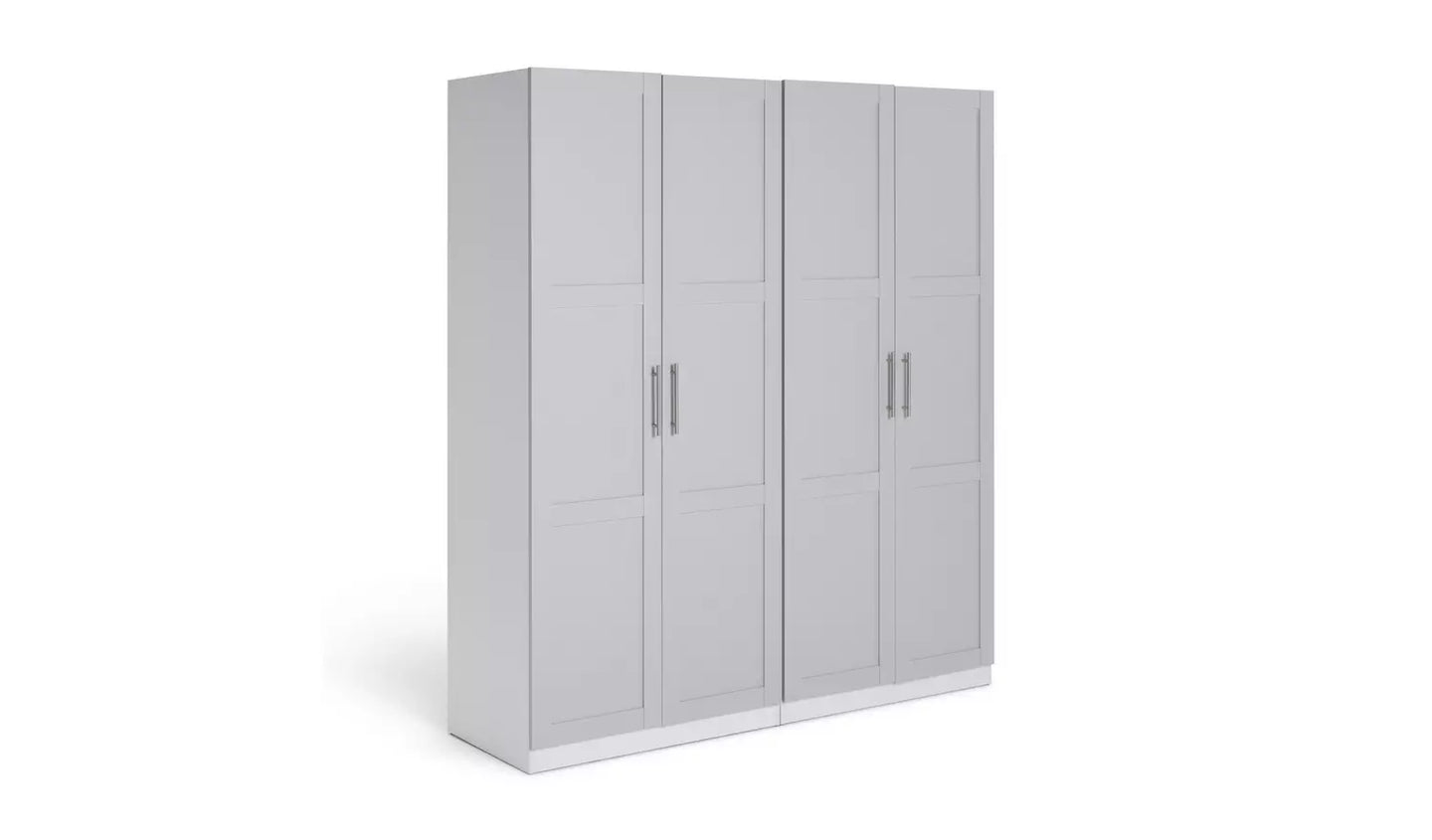 Habitat Munich Panelled 4 Door Wardrobe - Grey